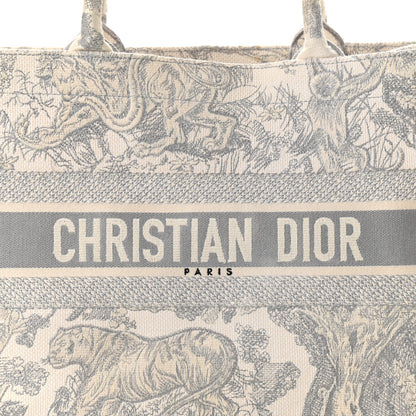 Christian Dior Canvas Embroidered Medium Dioriviera Toile De Jouy Book Tote Gray 8 of 17