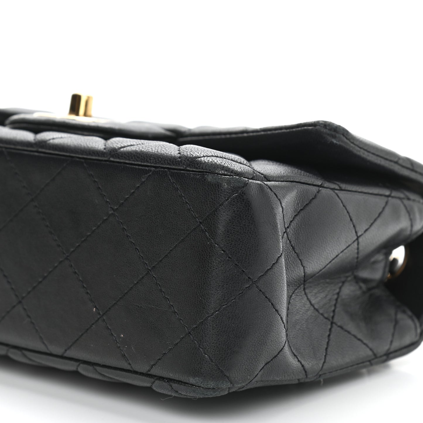 Lambskin Quilted Mini Rectangular Flap Black