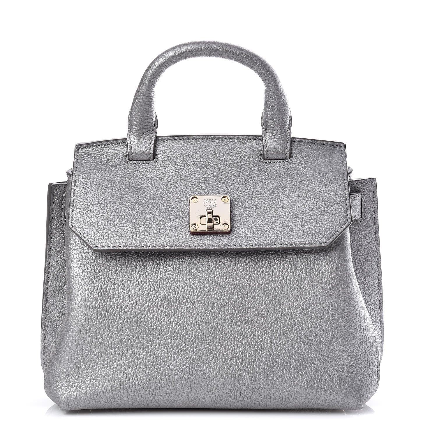 MCM Grained Calfskin Mini Milla Backpack Silver 1 of 10