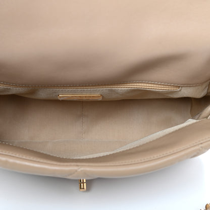 Chanel Lambskin Quilted Large Chanel 19 Flap Dark Beige 5 of 12