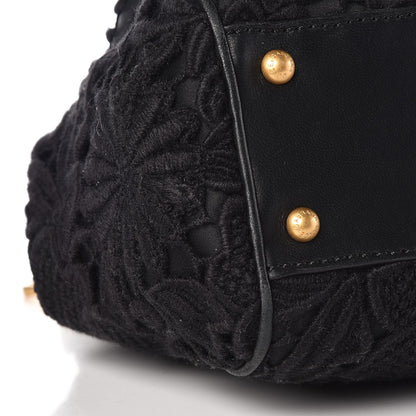 Dolce & Gabbana Calfskin Medium Embroidered Laser Cut Miss Sicily Satchel Black 8 of 10