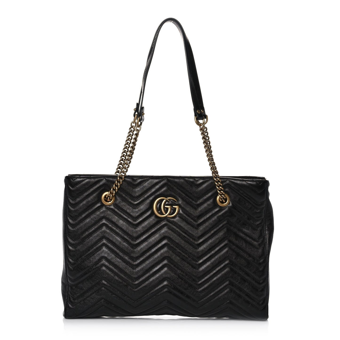 Vintage Calfskin Matelasse Medium GG Marmont Slim Tote Black