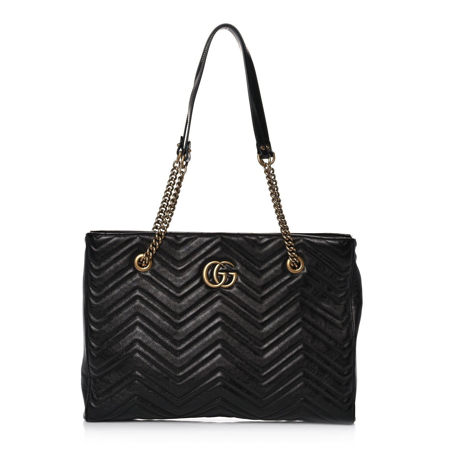 Gucci Vintage Calfskin Matelasse Medium GG Marmont Slim Tote Black 1 of 11