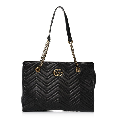 Gucci Vintage Calfskin Matelasse Medium GG Marmont Slim Tote Black 1 of 11