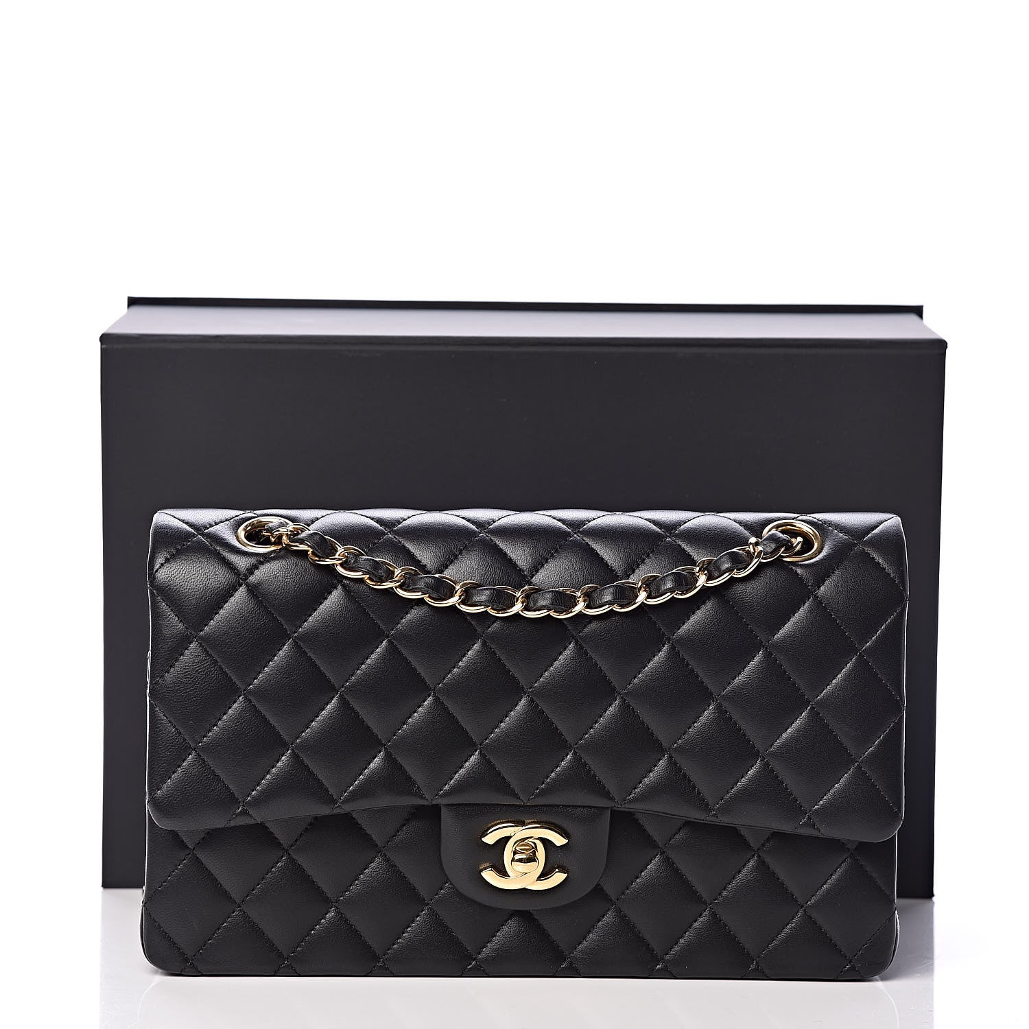 Chanel Lambskin Quilted Medium Double Flap Black 12 of 12