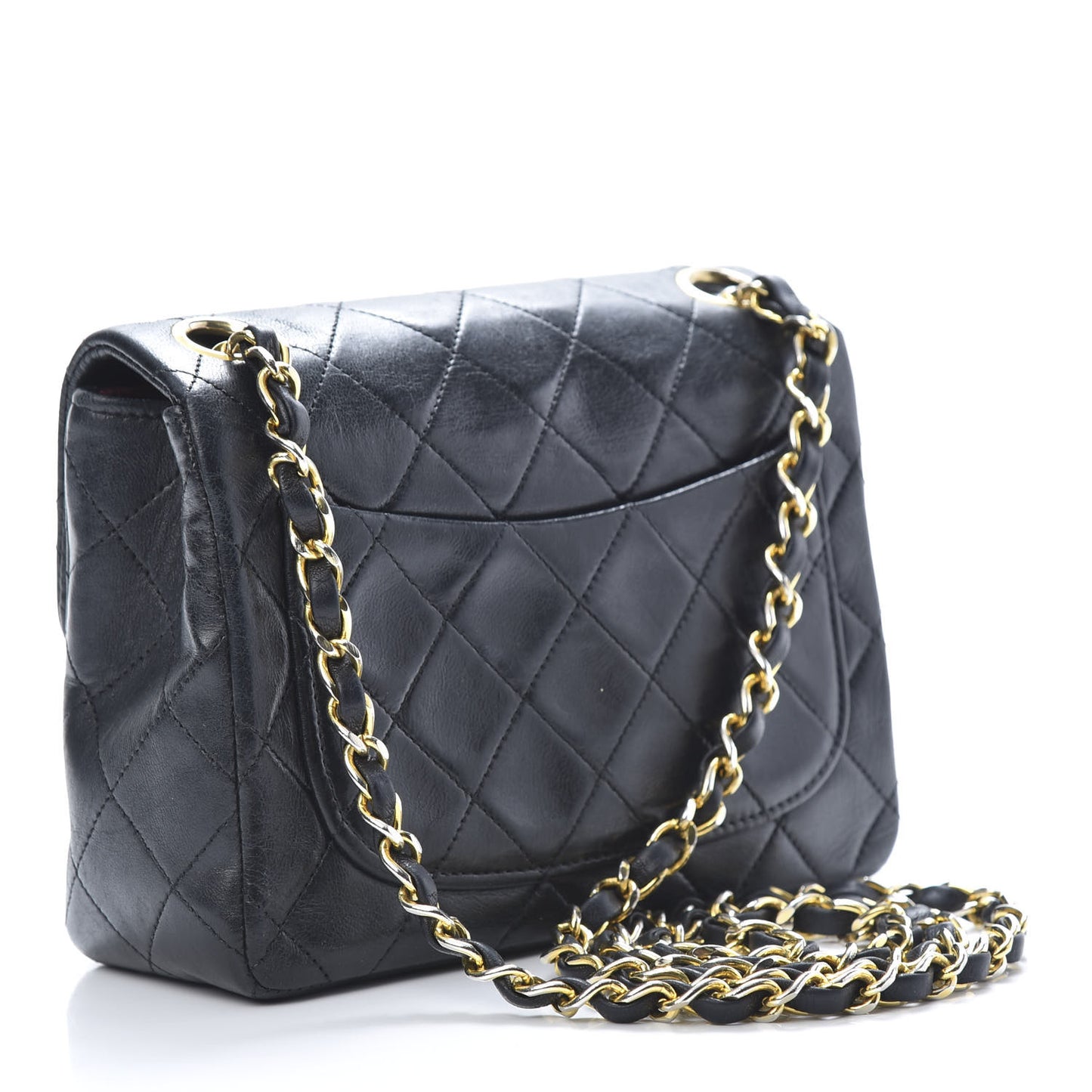 Lambskin Quilted Mini Square Flap Black
