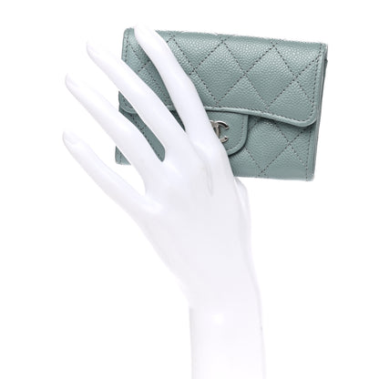 Chanel Caviar Quilted Flap Card Holder Wallet Light Blue 2 of 9