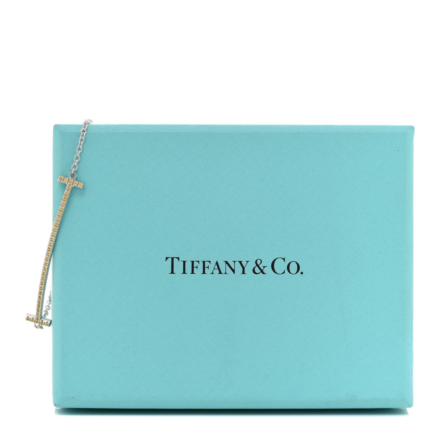 Tiffany 18K White Gold Yellow Sapphire T Smile Bracelet 6 of 6