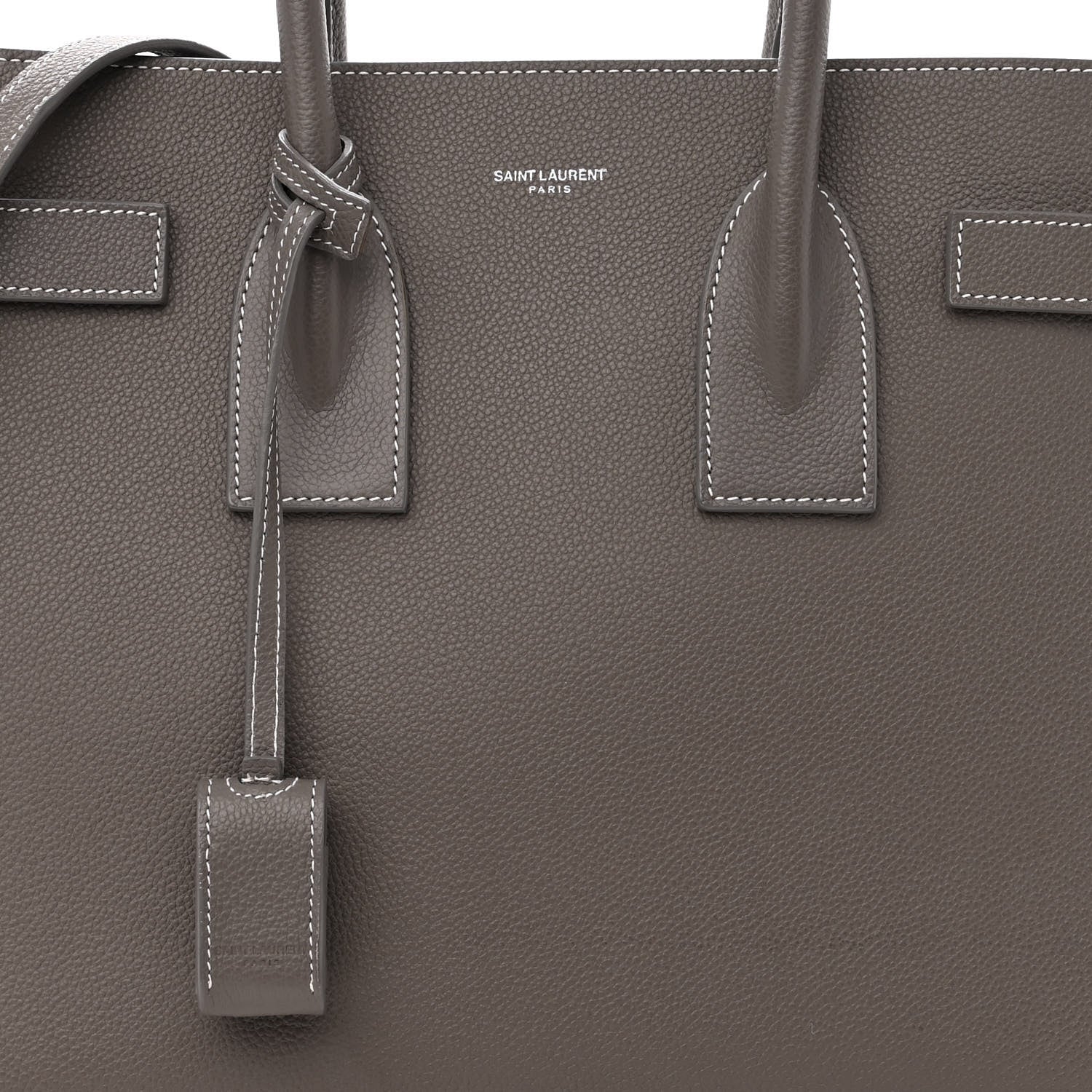 Saint Laurent Grained Calfskin Topstitch Small Sac De Jour Grey 7 of 13