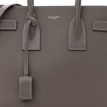 Saint Laurent Grained Calfskin Topstitch Small Sac De Jour Grey 7 of 13