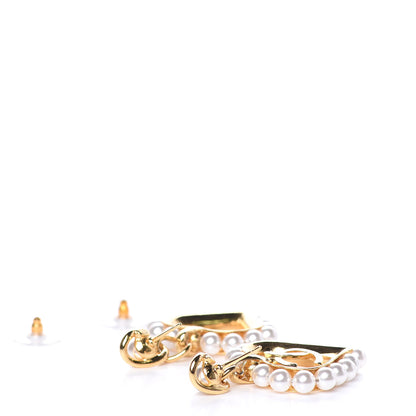 Chanel Pearl Heart CC Drop Earrings Gold 4 of 5