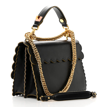 Fendi Vitello Liberty Scalloped Studded Kan I Shoulder Bag Black 3 of 17