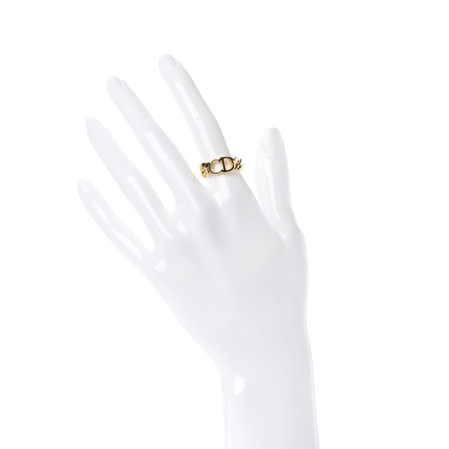 Christian Dior Metal Danseuse Etoile Chain Ring S Gold 2 of 5