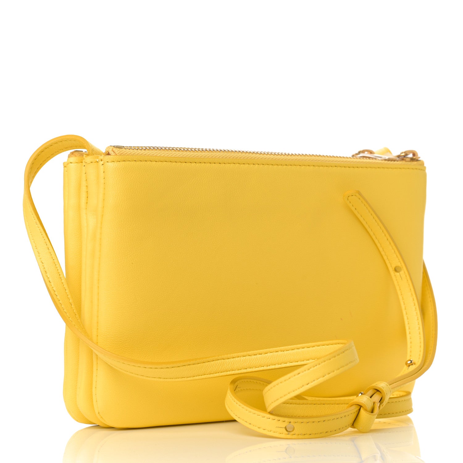 Celine Lambskin Small Trio Crossbody Bag Fluo Yellow 2 of 11