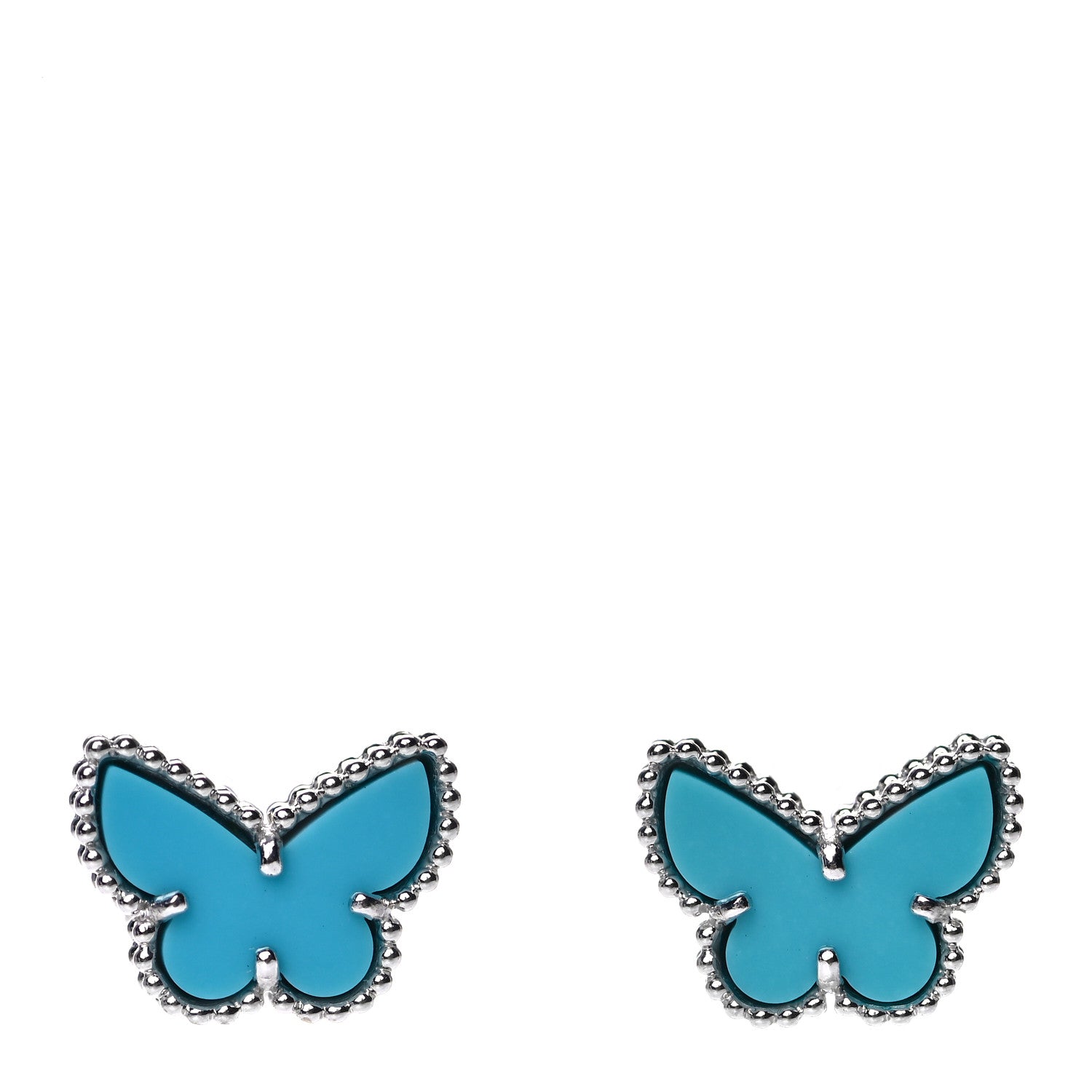 Van Cleef & Arpels 18K White Gold Turquoise Sweet Alhambra Butterfly Earrings 1 of 7