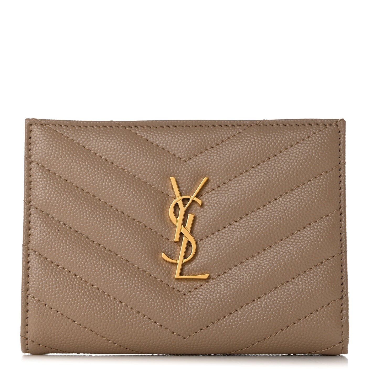 Grain De Poudre Matelasse Chevron Monogram Zipped Two-Part Wallet Dark Beige