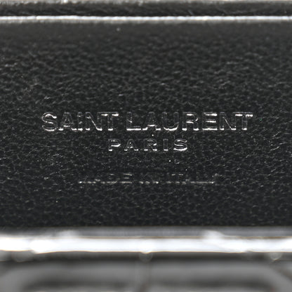 Saint Laurent Calfskin Crocodile Embossed Smoking Box Crossbody Black 6 of 10