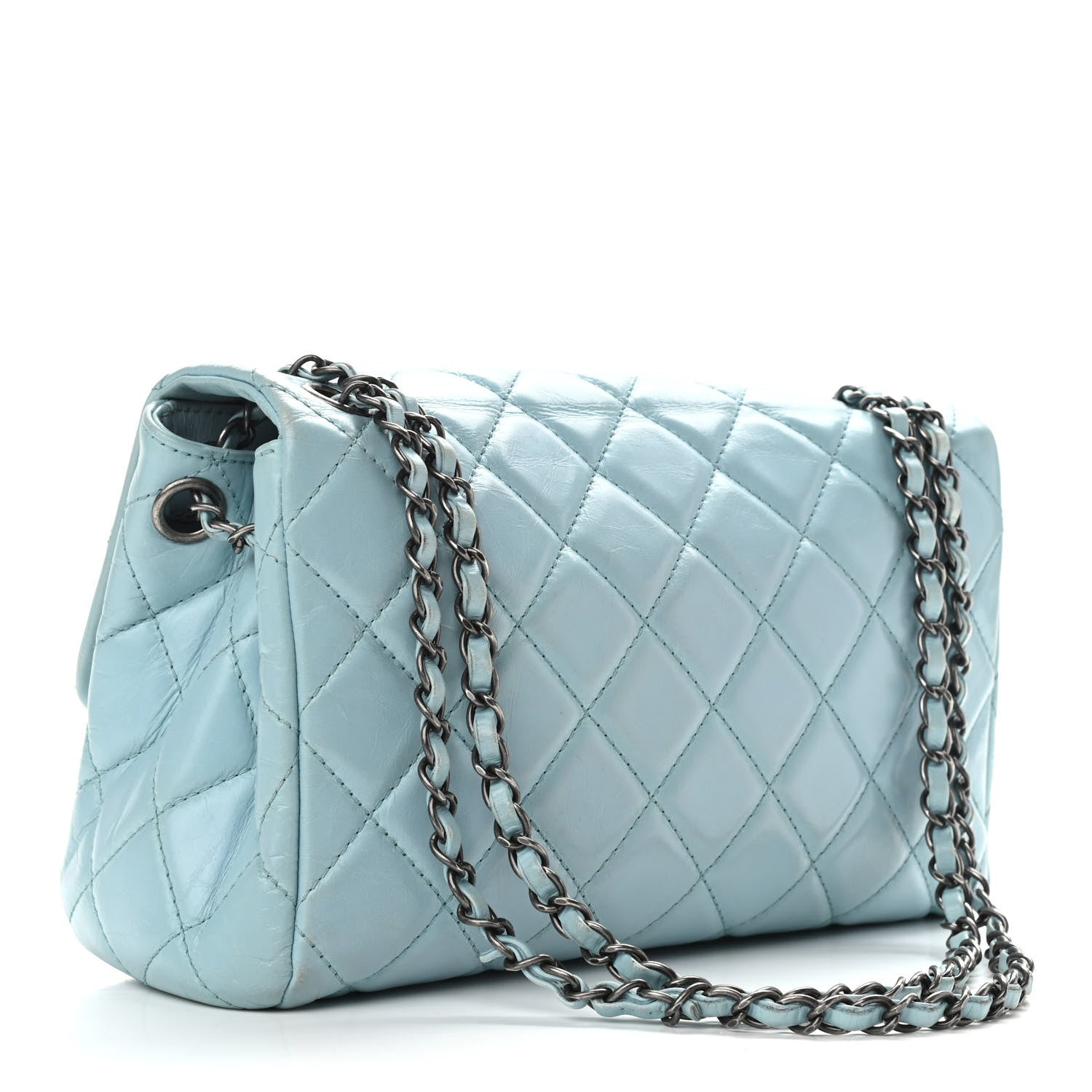 Chanel Glazed Calfskin Quilted Large Coco Soft Flap Light Blue 3 of 11