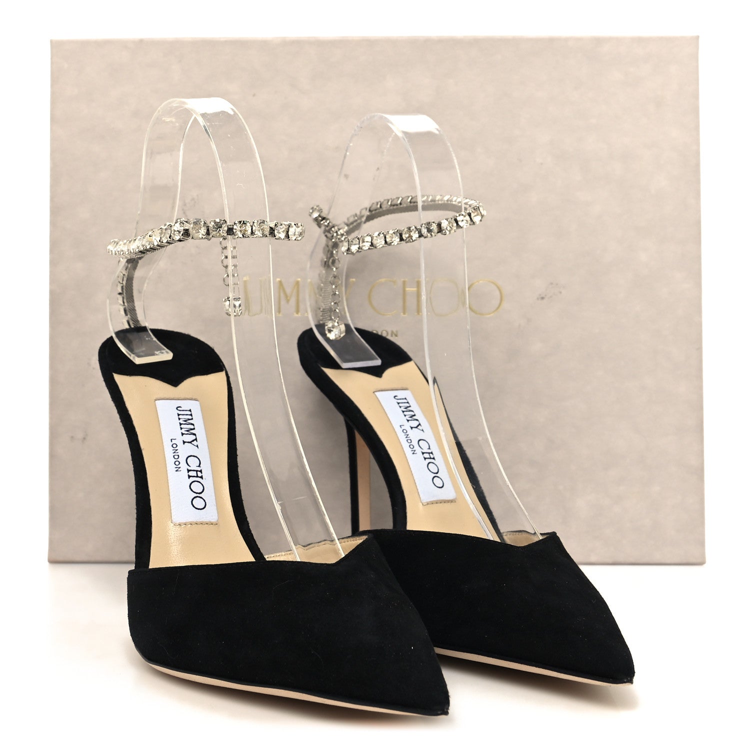 Jimmy Choo Suede Crystal Saeda 100 Pumps 38.5 Black 8 of 8