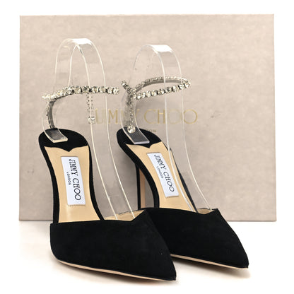 Jimmy Choo Suede Crystal Saeda 100 Pumps 38.5 Black 8 of 8