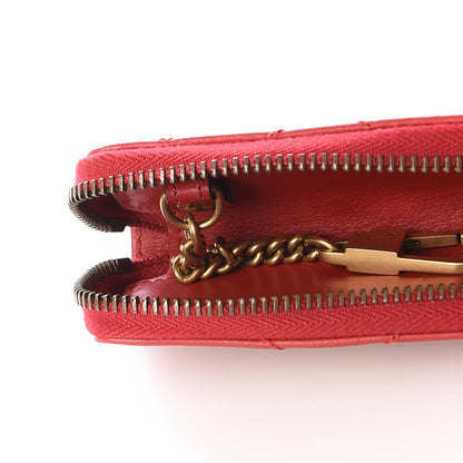 Gucci Calfskin Matelasse GG Marmont Zip Around Key Case Hibiscus Red 6 of 16