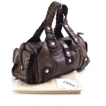 Chloe Python Silverado Shoulder Bag Dark Brown 3 of 10