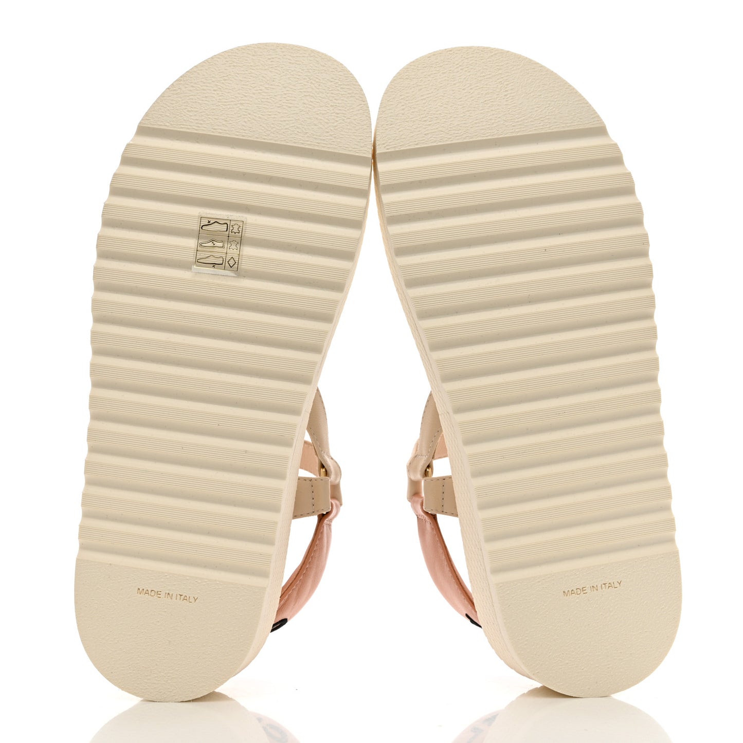 Lambskin Logo Platform Sandals 39.5 Beige Ivory White