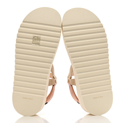 Chanel Lambskin Logo Platform Sandals 39.5 Beige Ivory White 5 of 9