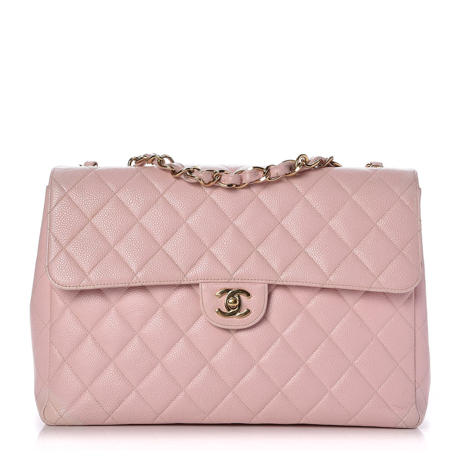 Chanel Caviar Jumbo Single Flap Pink 1 of 12