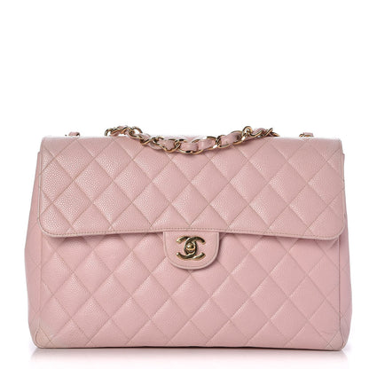 Chanel Caviar Jumbo Single Flap Pink 1 of 12