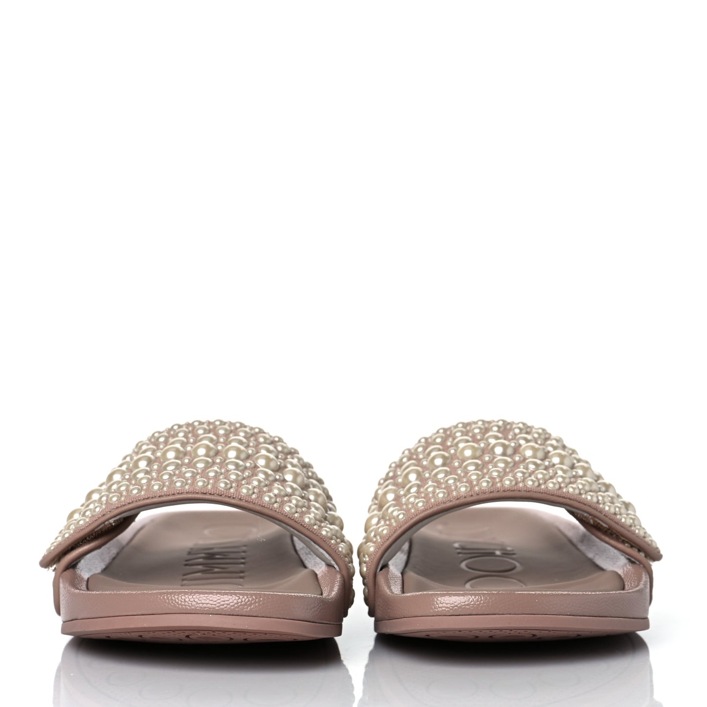 Canvas Calfskin Pearls Fitz Sandals 37 Ballet Pink