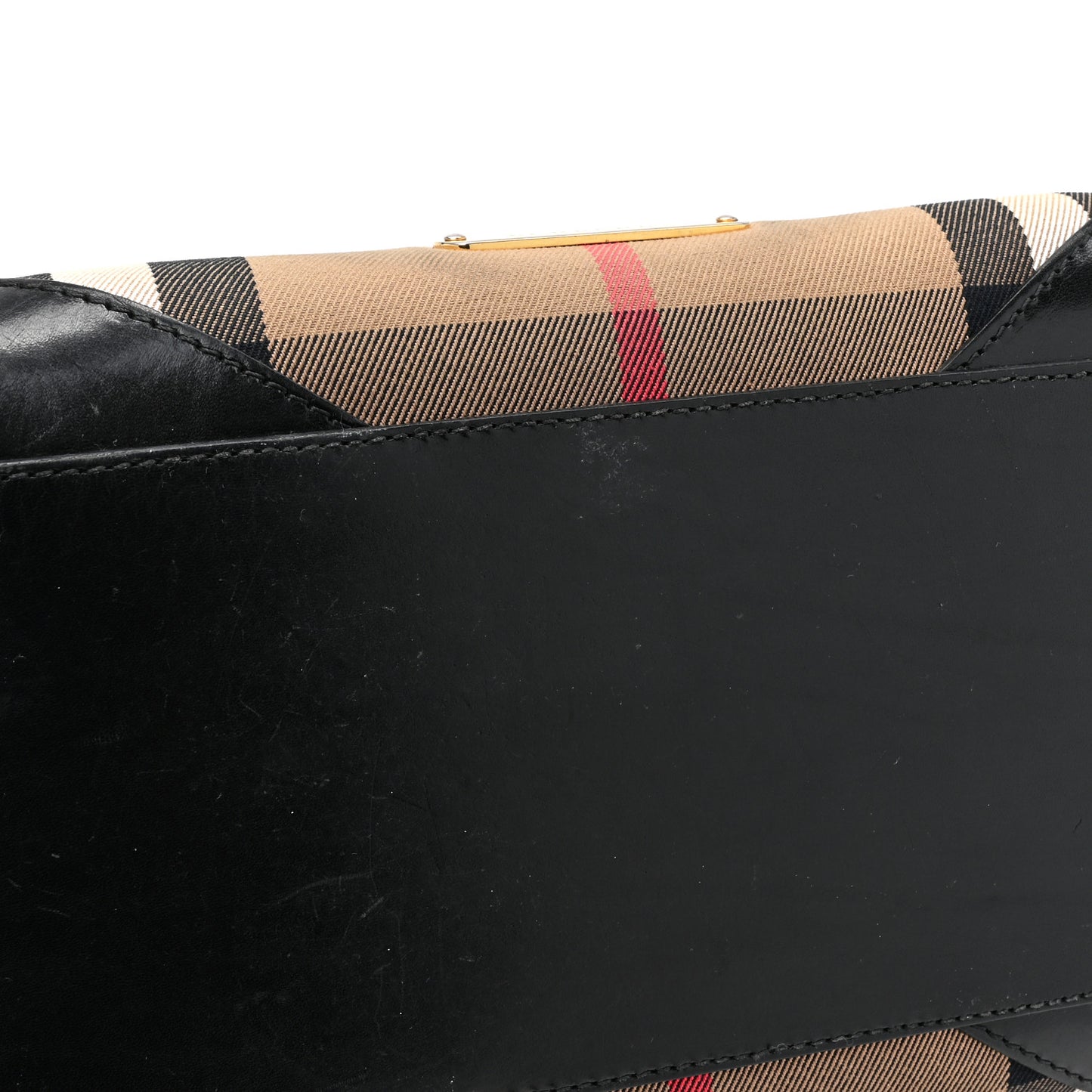 House Check Bridle Calfskin Medium Alchester Bowling Bag Black