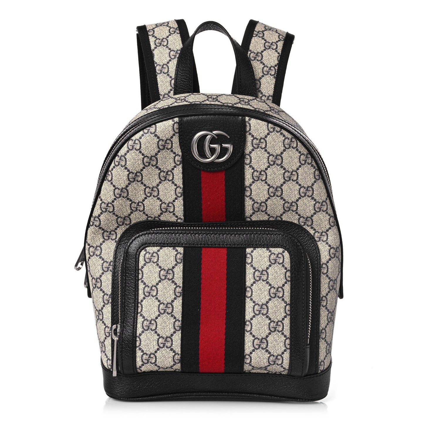 GG Supreme Monogram Textured Dollar Calfskin Web Small Ophidia Day Backpack Beige Blue Black