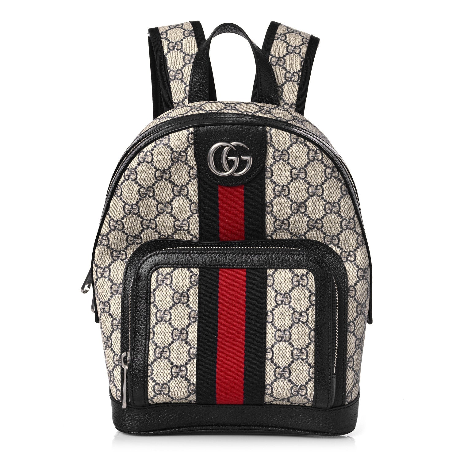 Gucci GG Supreme Monogram Textured Dollar Calfskin Web Small Ophidia Day Backpack Beige Blue Black 1 of 8