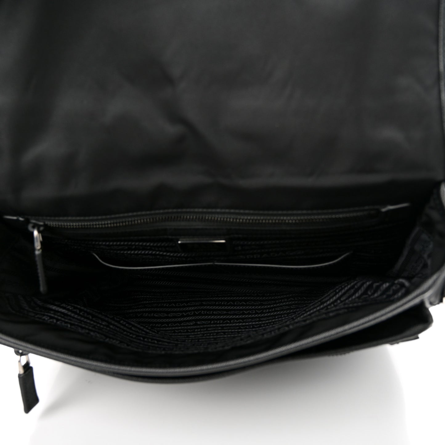Tessuto Nylon Saffiano Large Double Snap Buckle Messenger Bag Black