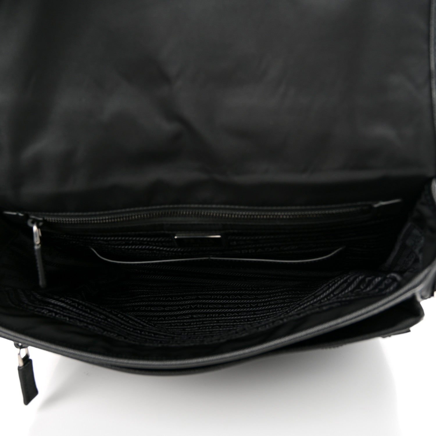 Prada Tessuto Nylon Saffiano Large Double Snap Buckle Messenger Bag Black 5 of 9