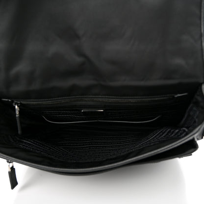 Prada Tessuto Nylon Saffiano Large Double Snap Buckle Messenger Bag Black 5 of 9