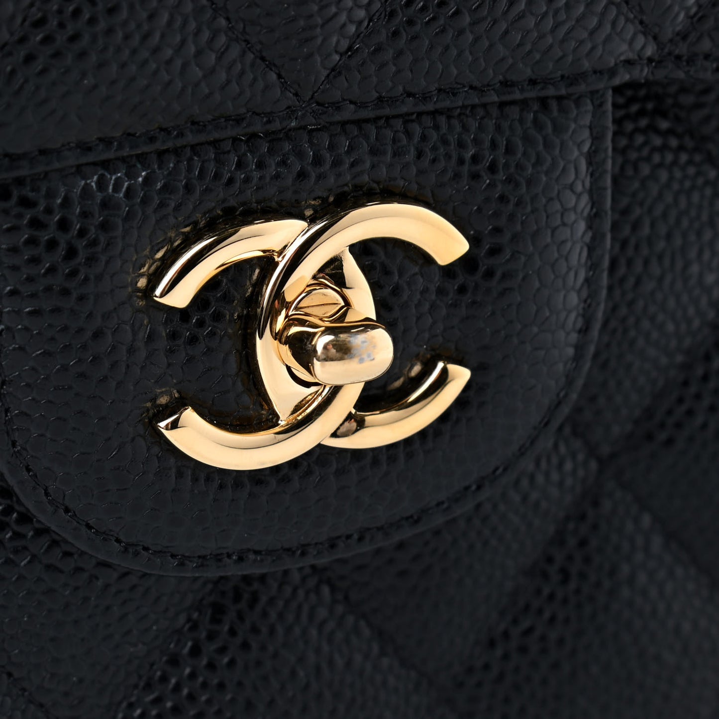 Caviar Quilted Jumbo Double Flap Black