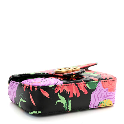 Gucci X KEN SCOTT Calfskin Matelasse Floral Print Super Mini GG Marmont Shoulder Bag Black 4 of 10