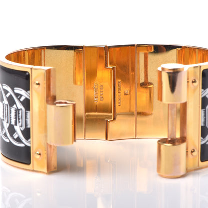 Hermes Enamel Printed Extra Wide Balades Equestres Hinged Bracelet S Positif Negatif 6 of 7