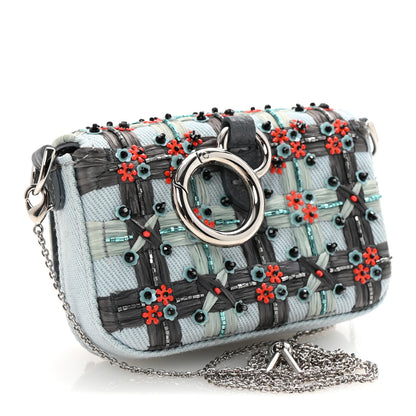 Fendi Canvas Beaded Nano Baguette Charm Blue Multicolor 2 of 9