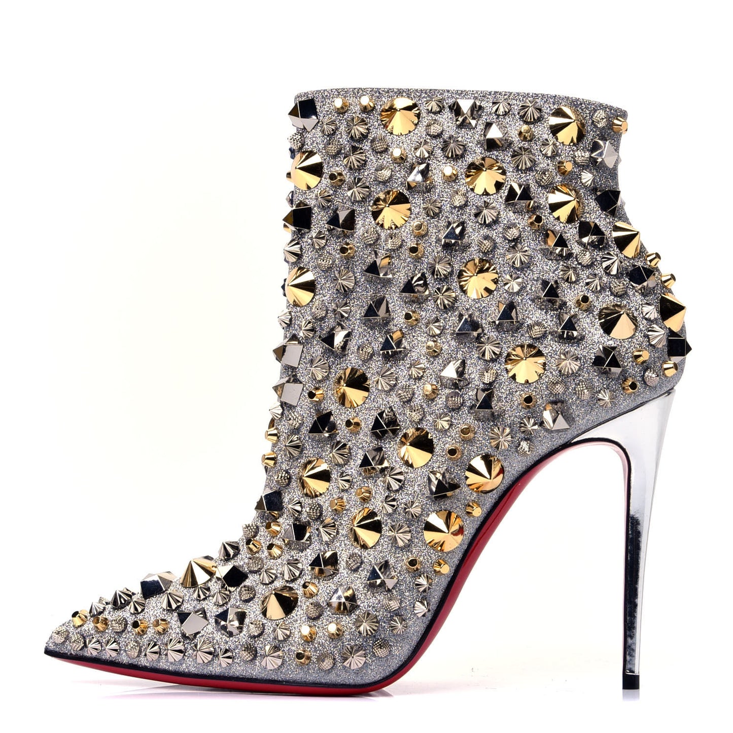 Calfskin Specchio Glitter So Full Kate 100 Ankle Boots 39.5 Silver Multicolor