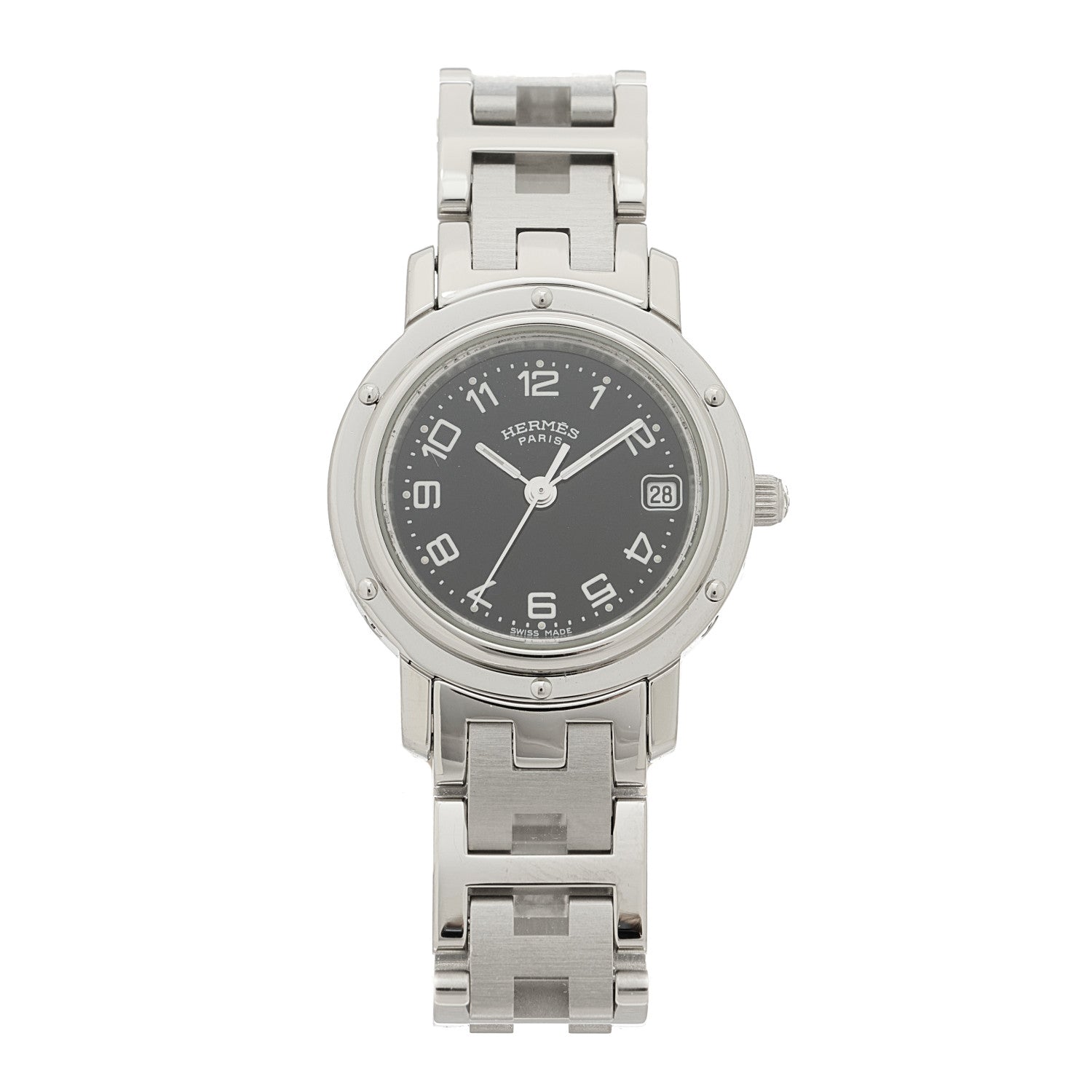 Hermes Stainless Steel 24mm Clipper Quartz Watch Black 1 of 4