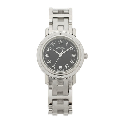 Hermes Stainless Steel 24mm Clipper Quartz Watch Black 1 of 4