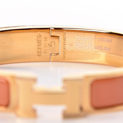 Hermes Enamel Narrow Clic Clac H Bracelet GM Peach Melba 4 of 5