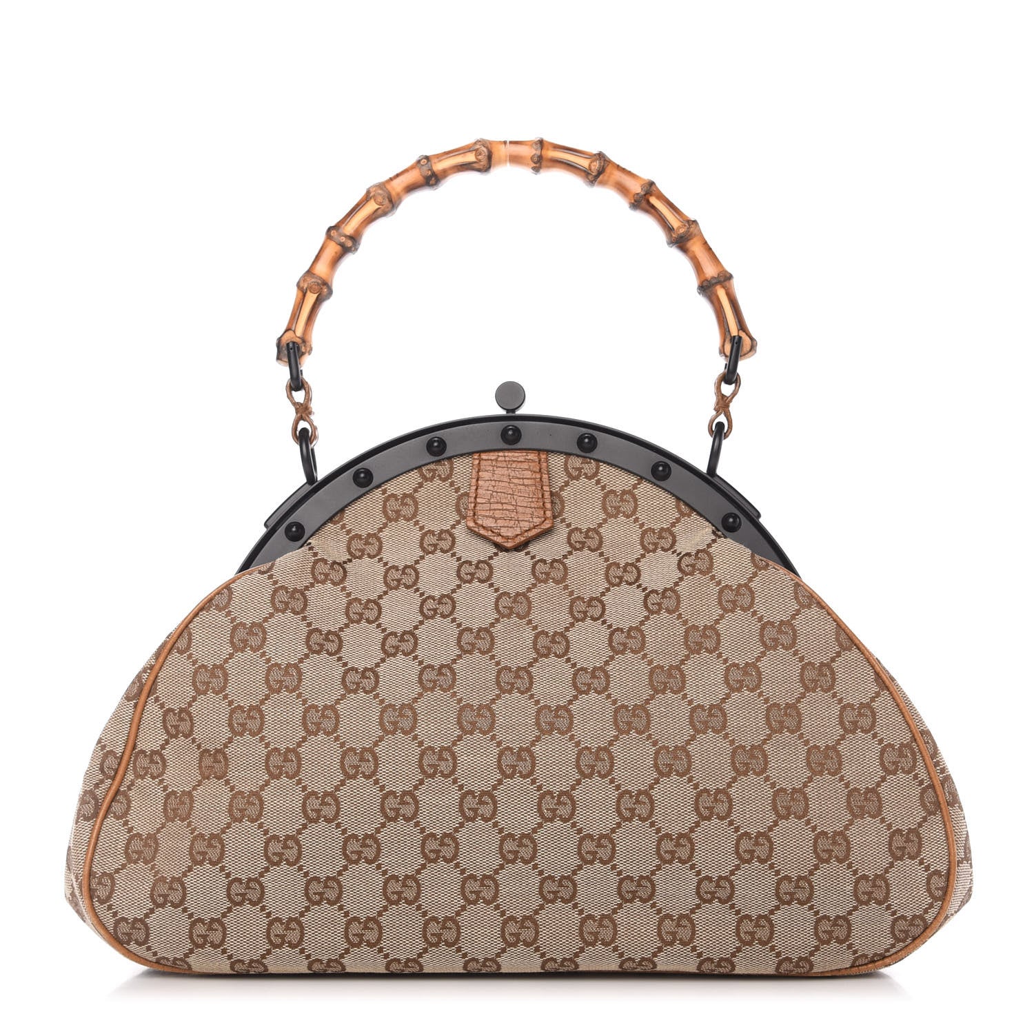 Gucci Monogram Bamboo Top Handle Bag Brown 1 of 10