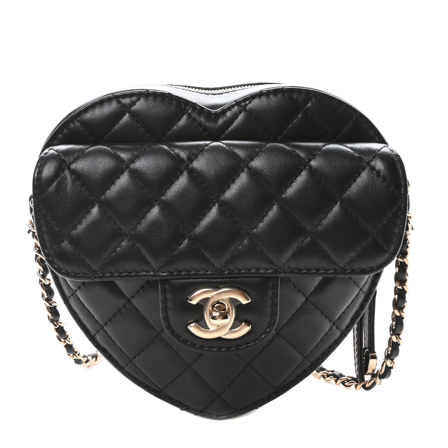 Lambskin Quilted CC In Love Heart Bag Black