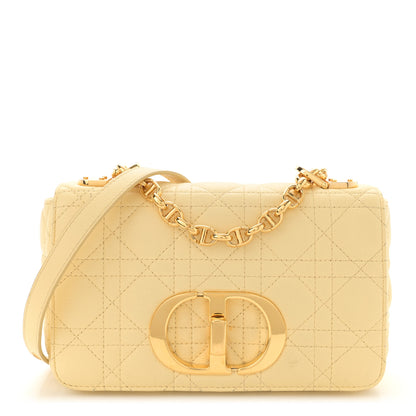 Christian Dior Calfskin Cannage Small Caro Bag Pale Yellow 1 of 14