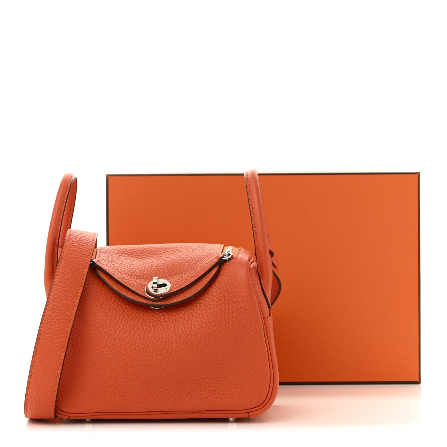 Hermes Taurillon Clemence Mini Lindy 20 Feu 11 of 11