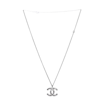 Chanel Crystal Large CC Necklace Silver 3 of 6